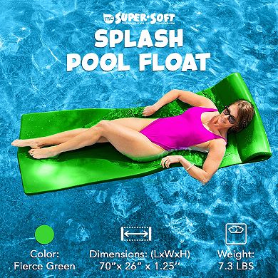 TRC Recreation Splash 1.25" Thick Foam Swimming Pool Float Mat, Fierce Green