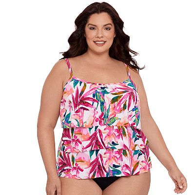 Plus Size Bal Harbour Tropical Dream Triple Tier Tankini