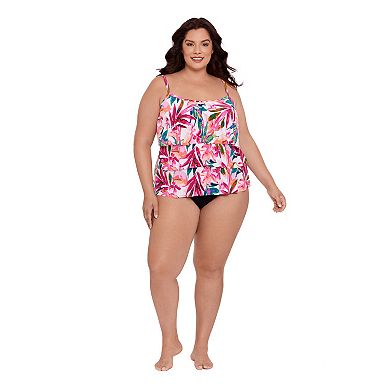 Plus Size Bal Harbour Tropical Dream Triple Tier Tankini