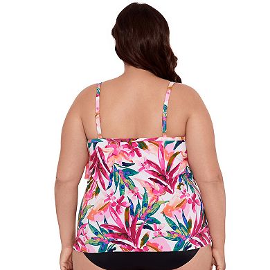 Plus Size Bal Harbour Tropical Dream Triple Tier Tankini