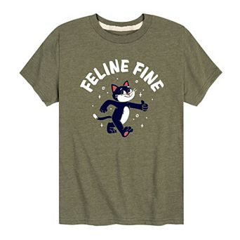 Boys 8-20 Feline Fine Graphic Tee