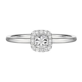Sterling Silver 1/10 Carat T.W. Diamond Halo Ring
