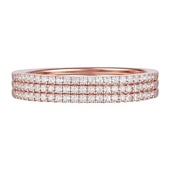 14k Rose Gold Over Silver 1/3 Carat T.W. Diamond Stack Ring Set