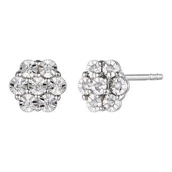MASTERPIECE Sterling Silver Diamond Accent Hexagon Stud Earrings