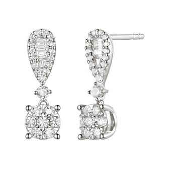 Sterling Silver 3/8 Carat T.W. Diamond Drop Earrings