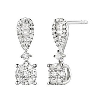 MASTERPIECE Sterling Silver 3/8 Carat T.W. Diamond Drop Earrings