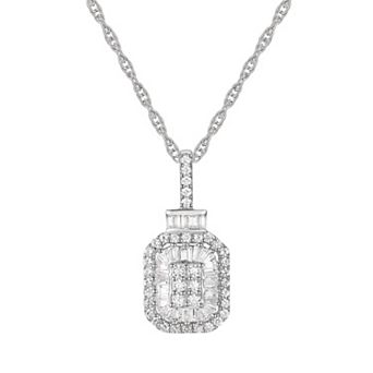 MASTERPIECE Sterling Silver 1/3 Carat T.W. Diamond Pendant Necklace
