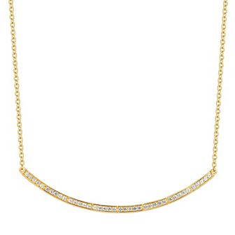 14k Gold Over Silver 1/3 Carat T.W. Diamond Curved Bar Link Necklace