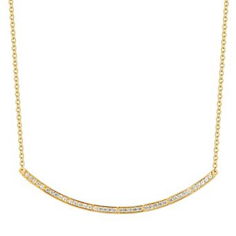 MASTERPIECE 14k Gold Over Silver 1/3 Carat T.W. Diamond Curved Bar Link Necklace