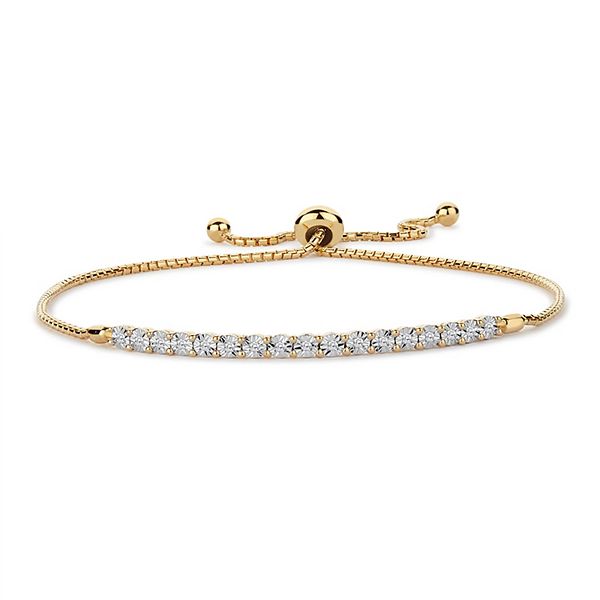 14k Gold Over Silver 1/10 Carat T.W. Diamond Bracelet