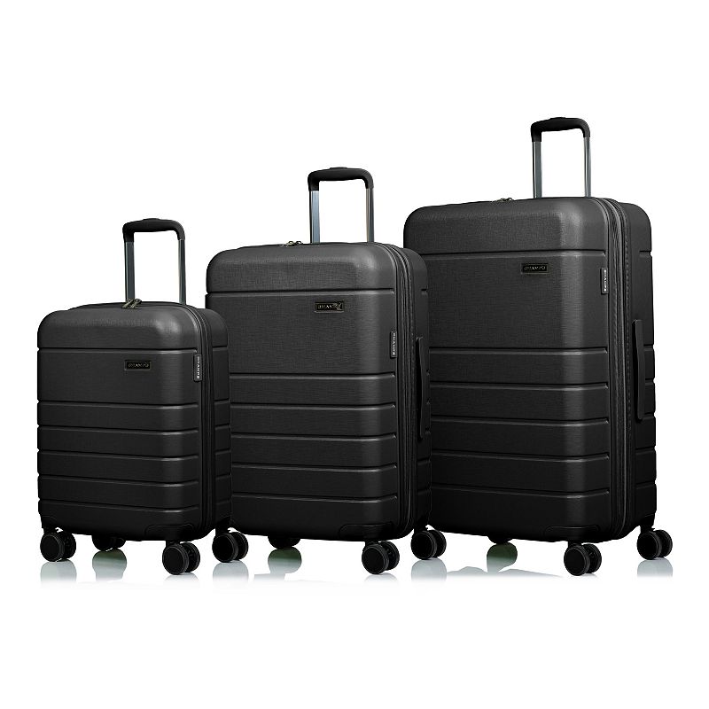 Champs Linen Collection Hardside Spinner 3-piece Luggage Set, Black, 3 Pc S