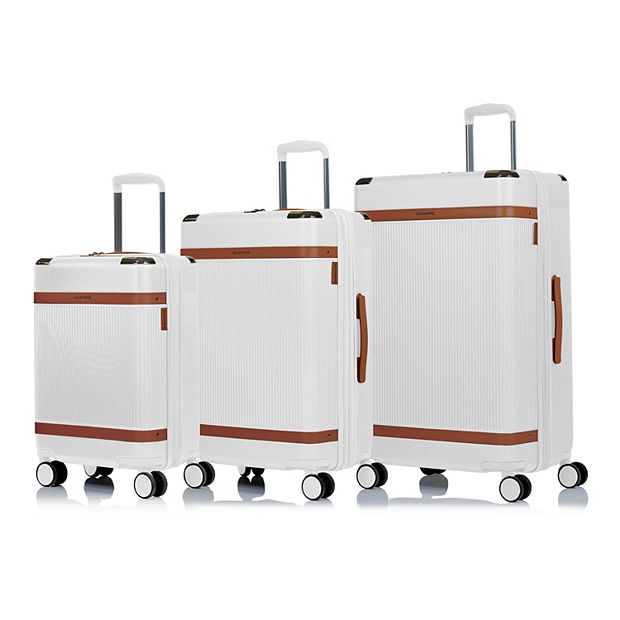 19V69 ITALIA Vintage 2 Piece Expandable Spinner Luggage Set (White