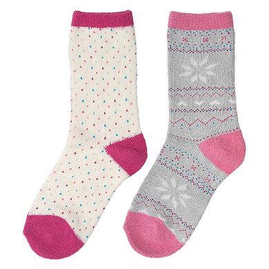 Girls Cuddl Duds® Plushfill 2-Pack Crew Socks