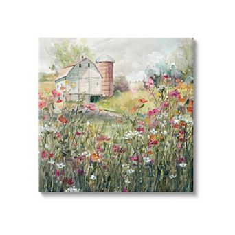 Stupell Home Decor Flower Surrounding Barn Canvas Wall Art