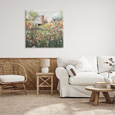 Stupell Home Decor Flower Surrounding Barn Canvas Wall Art