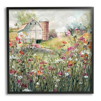 Stupell Home Decor Flower Surrounding Barn Framed Wall Art