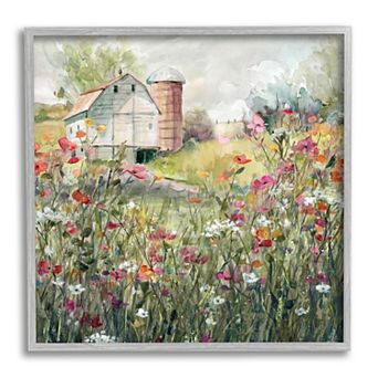 Stupell Home Decor Flower Surrounding Barn Framed Wall Art
