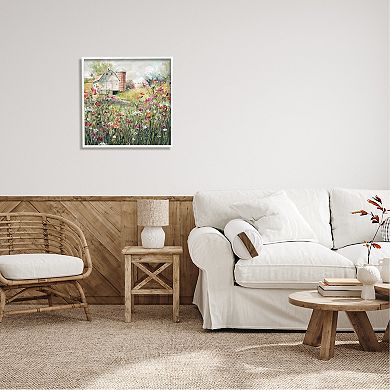 Stupell Home Decor Flower Surrounding Barn Framed Wall Art