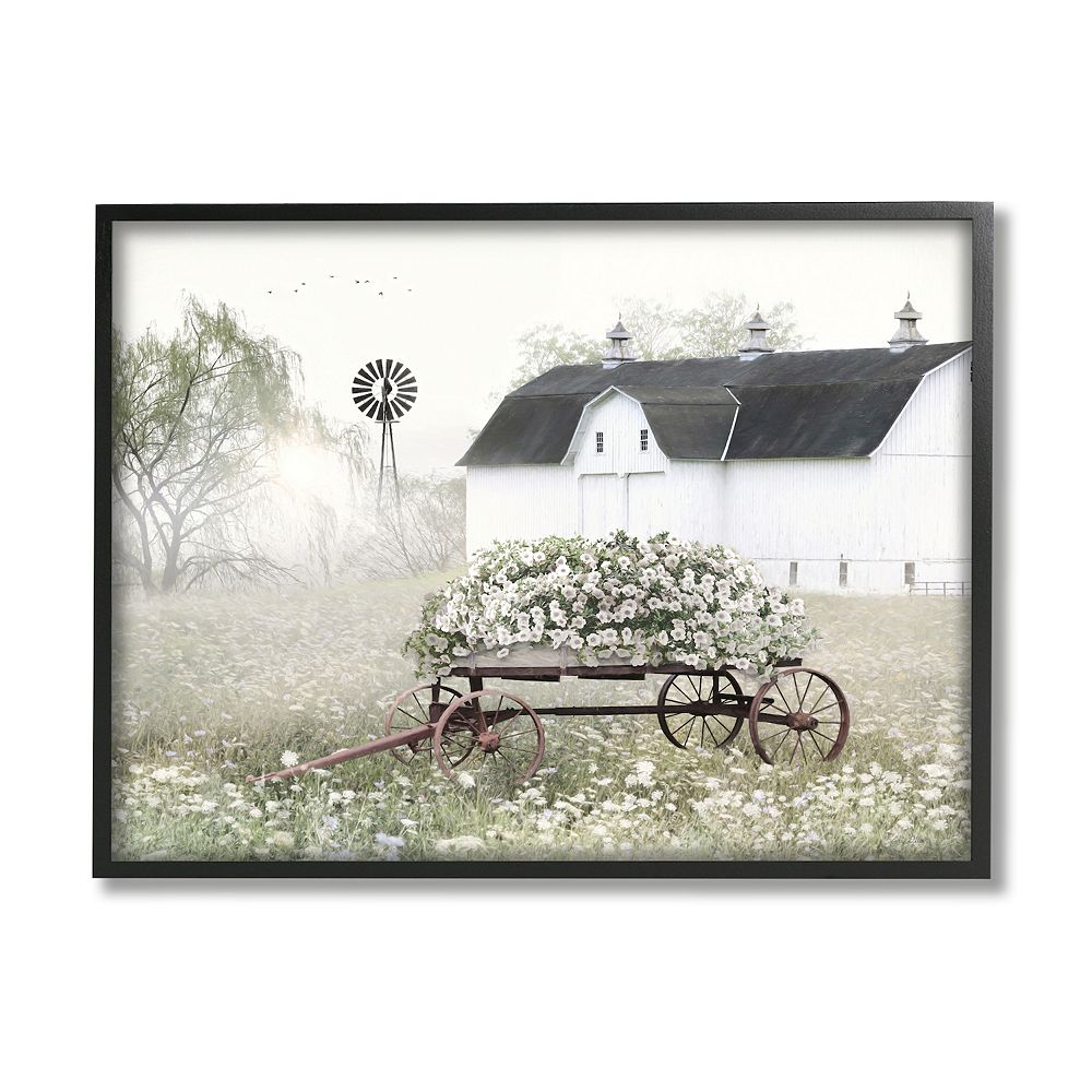 Stupell Home Decor Vintage Flower Wagon Framed Wall Art