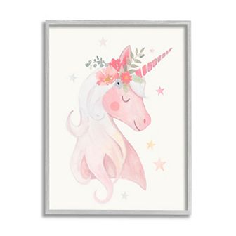 Stupell Home Decor Unicorn Flower Crown Framed Wall Art