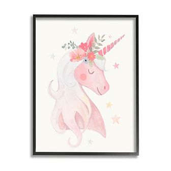 Stupell Home Decor Unicorn Flower Crown Framed Wall Art