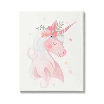 Stupell Home Decor Unicorn Flower Crown Canvas Wall Art