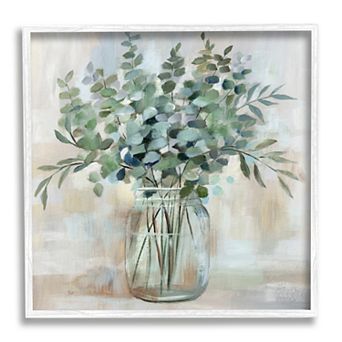 Stupell Home Decor Eucalyptus Flower Herb Jar White Framed Wall Art