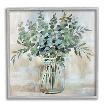 Stupell Home Decor Eucalyptus Flower Herb Jar Gray Framed Wall Art