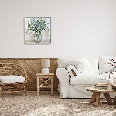 Stupell Home Decor Eucalyptus Flower Herb Jar Gray Framed Wall Art
