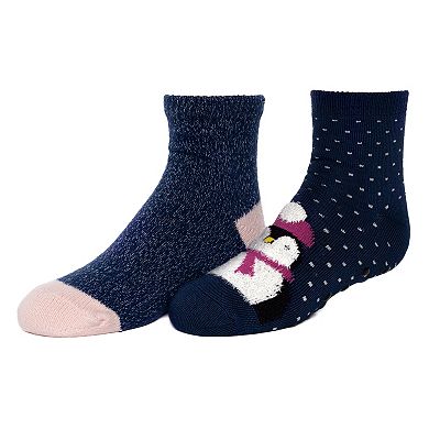Girls Cuddl Duds® Plushfill 2-Pack Ankle Lined Slipper Socks with Gripper Bottom