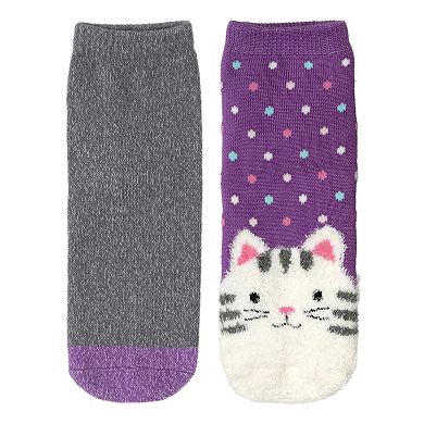 Girls Cuddl Duds® Plushfill 2-Pack Ankle Lined Slipper Socks with Gripper Bottom