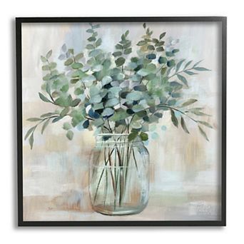 Stupell Home Decor Eucalyptus Flower Herb Jar Black Framed Wall Art