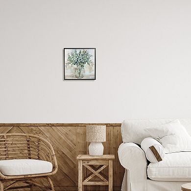 Stupell Home Decor Eucalyptus Flower Herb Jar Black Framed Wall Art