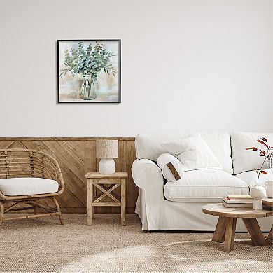 Stupell Home Decor Eucalyptus Flower Herb Jar Black Framed Wall Art