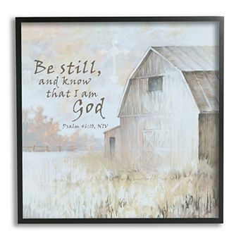 Stupell Home Decor Religious Psalm Verse Farmland Framed Wall Art