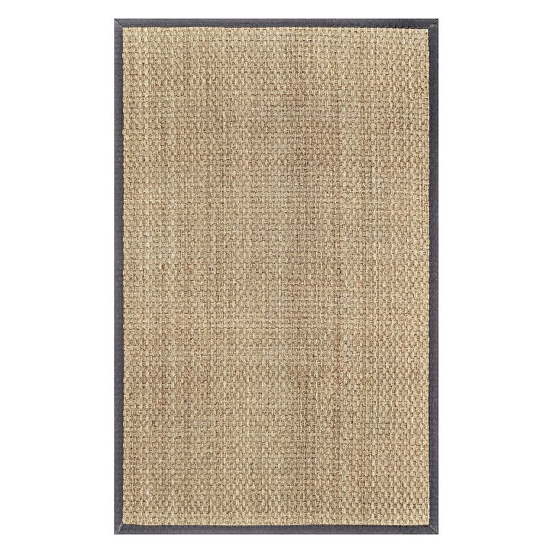 nuLOOM Hesse Checker Weave Seagrass Indoor/Outdoor Rug, Black, 8X10 Ft