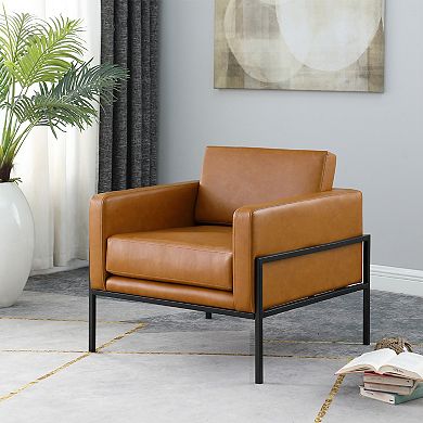 HomePop Metal & Faux Leather Accent Chair