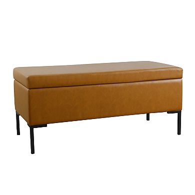 HomePop Large Faux Leather Storage Bench