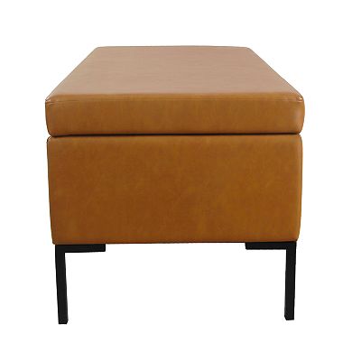 HomePop Large Faux Leather Storage Bench