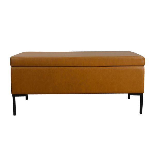 HomePop Large Faux Leather Storage Bench