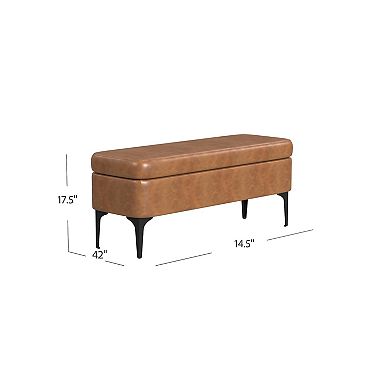 HomePop Large Modern Velvet Storage Bench