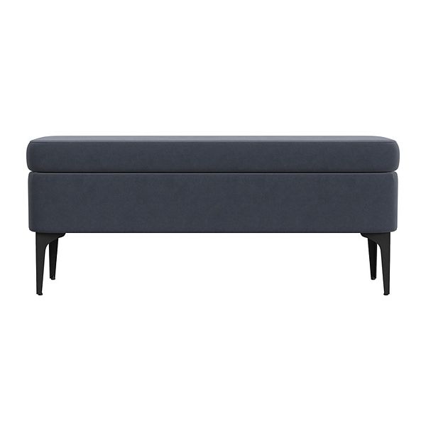 HomePop Large Modern Velvet Storage Bench - Blue