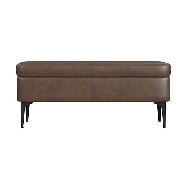 HomePop Large Modern Velvet Storage Bench - Brown