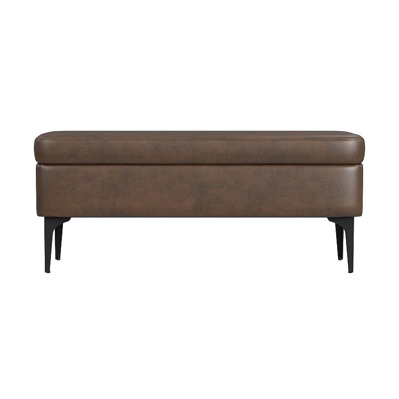 HomePop Large Modern Velvet Storage Bench, Brown