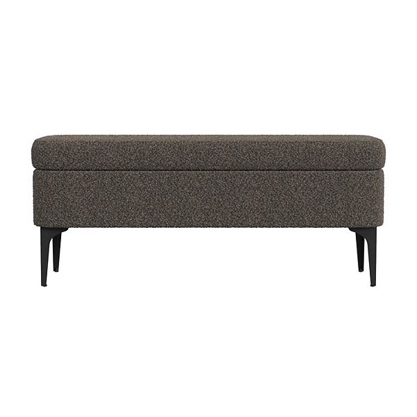 HomePop Large Modern Velvet Storage Bench - Brown Boucle
