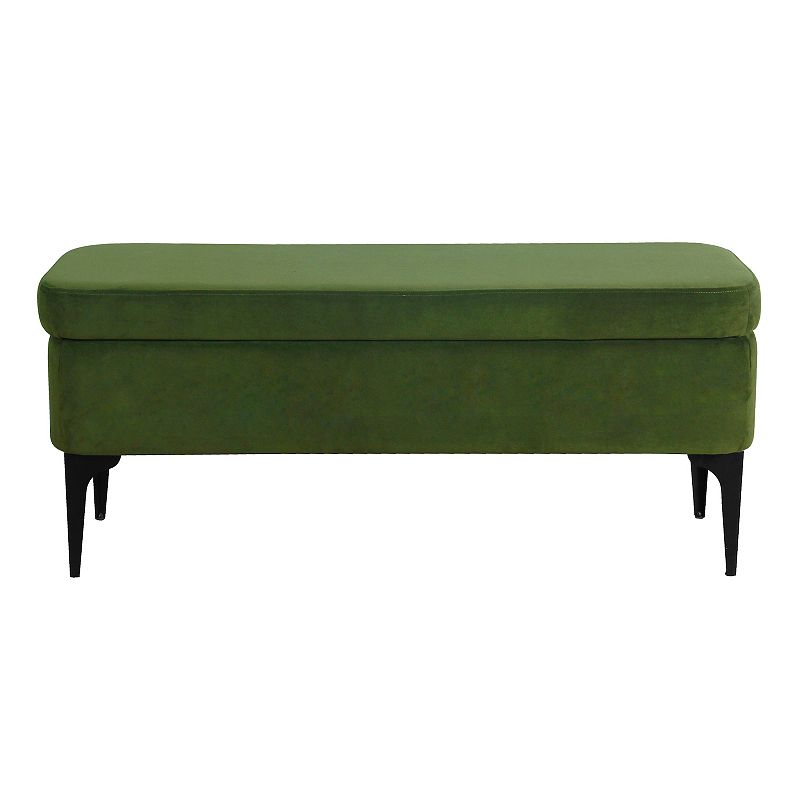 Large Modern Storage Bench Green Velvet - HomePop