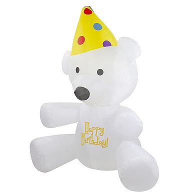 Northlight 4' Inflatable Lighted Happy Birthday Bear Outdoor Decoration