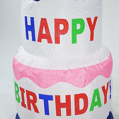 Northlight 4' Inflatable Lighted Happy Birthday Cake Outdoor Decoration