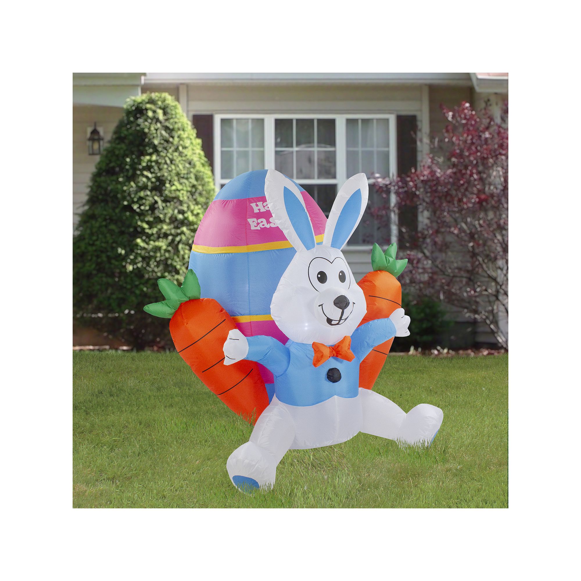 Northlight 4 Inflatable Lighted Easter Bunny with Carrots Outdoor Decor, O