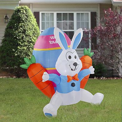 Northlight 4' Inflatable Lighted Easter Bunny with Carrots Outdoor Decor
